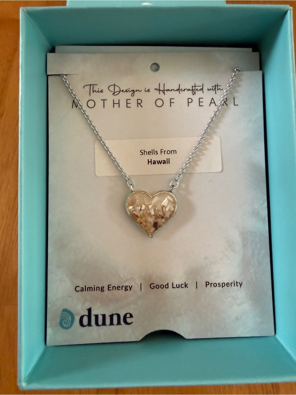 Heart Pendant Necklace in Champagne Shell with Silver Chain